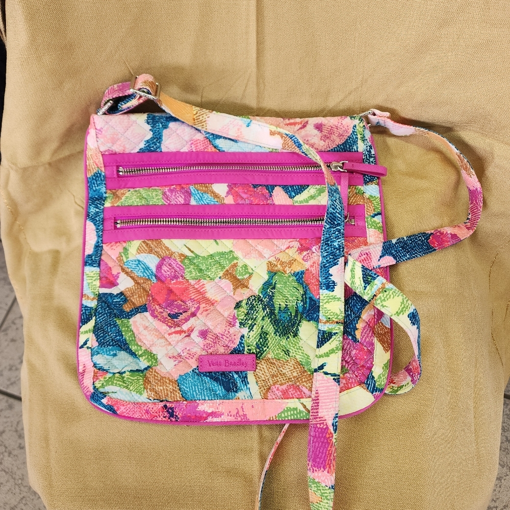 Super bloom triple zip hipster crossbody bag